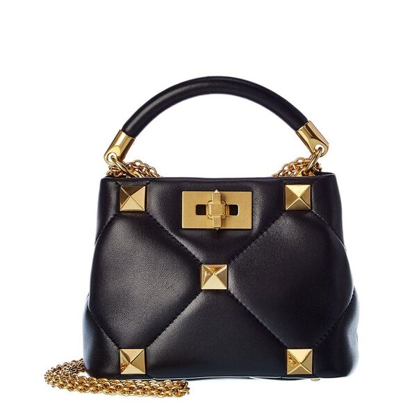 Valentino Handbags - Valentino Roman Stud The Handle Mini Leather Shoulder Bag, Black